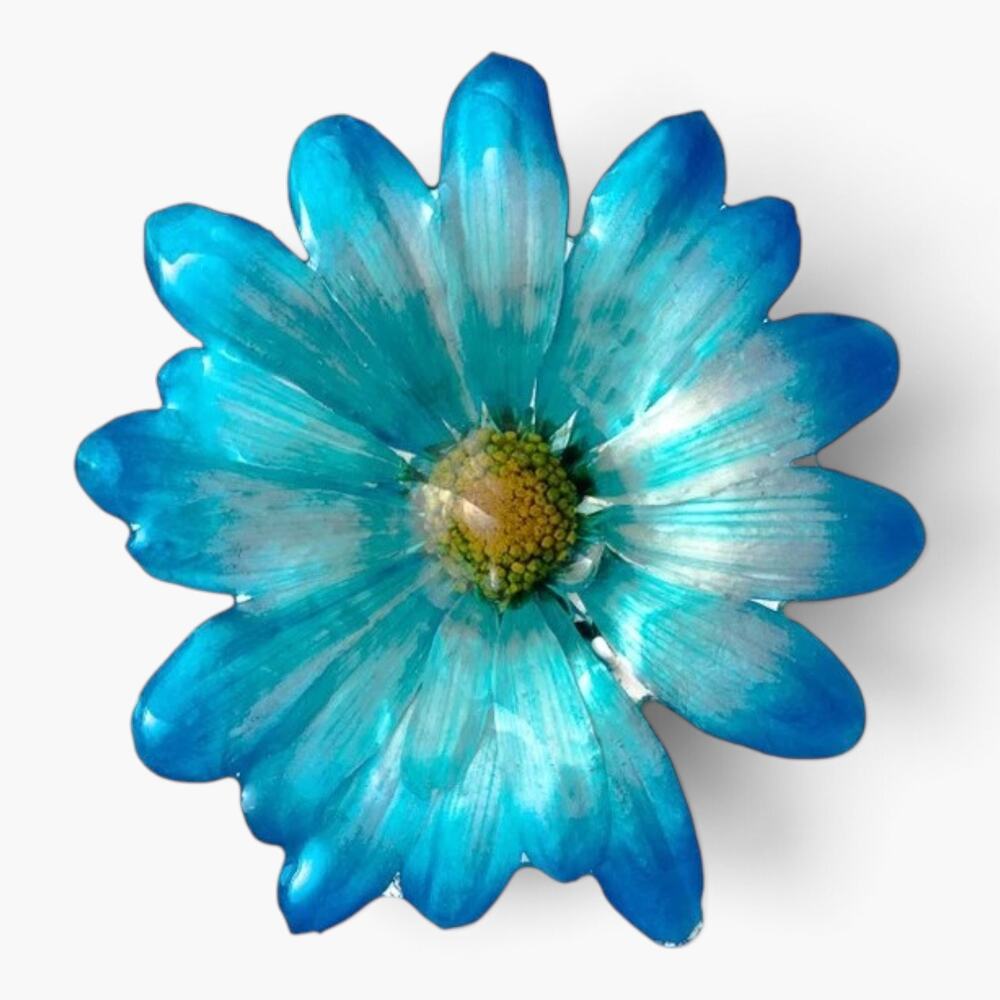 Hanami Jewelry Blue Chrysanthemum Real Flower Resin Brooch Pin Handcrafted